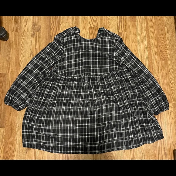 Wild Fable Plaid Babydoll Dress Black & White - Picture 2 of 2